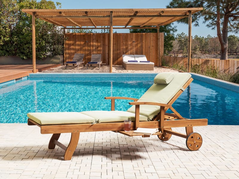 Solstol utomhus med Dyna Java Premium Akaciaträ - Brun/Grön - Utemöbler - Utestol & trädgårdsstol - Solsäng & Solvagnar