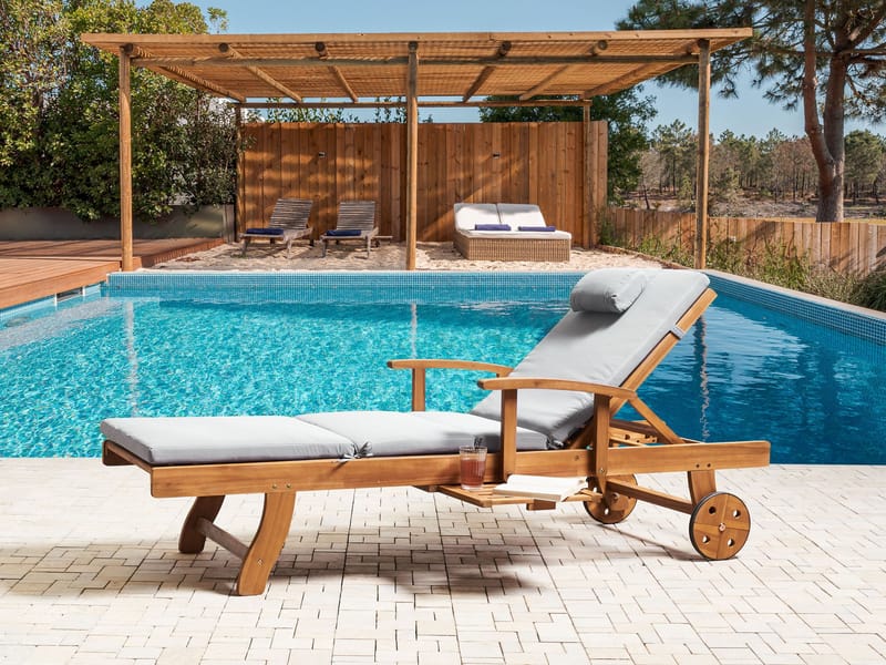 Solstol utomhus med Dyna Java Premium Akaciaträ - Brun/Ljusgrå - Utemöbler - Utestol & trädgårdsstol - Solsäng & Solvagnar