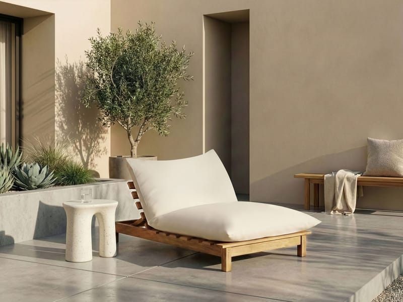 Solstol utomhus med Dyna Suno Akaciaträ - Brun/Beige - Utemöbler - Utestol & trädgårdsstol - Solstolar