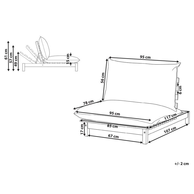 Solstol utomhus med Dyna Suno Akaciaträ - Brun/Beige - Utemöbler - Utestol & trädgårdsstol - Solstolar
