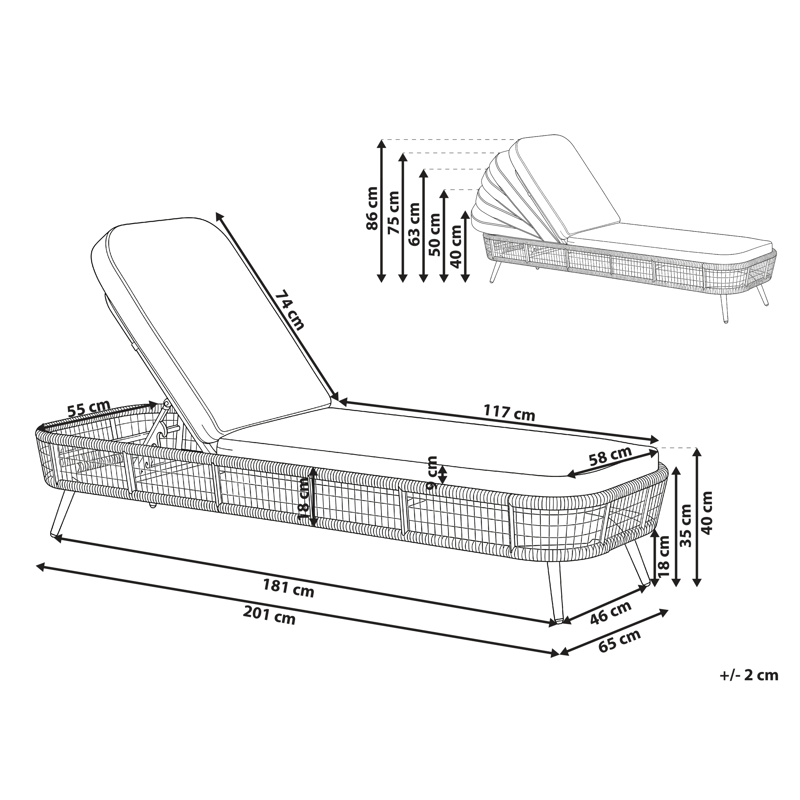 Solstol utomhus med Dyna Zeri Konstrotting - Beige - Utemöbler - Utestol & trädgårdsstol - Solsäng & Solvagnar