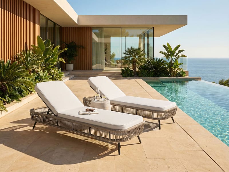 Solstol utomhus med Dyna Zeri Konstrotting - Beige - Utemöbler - Utestol & trädgårdsstol - Solsäng & Solvagnar