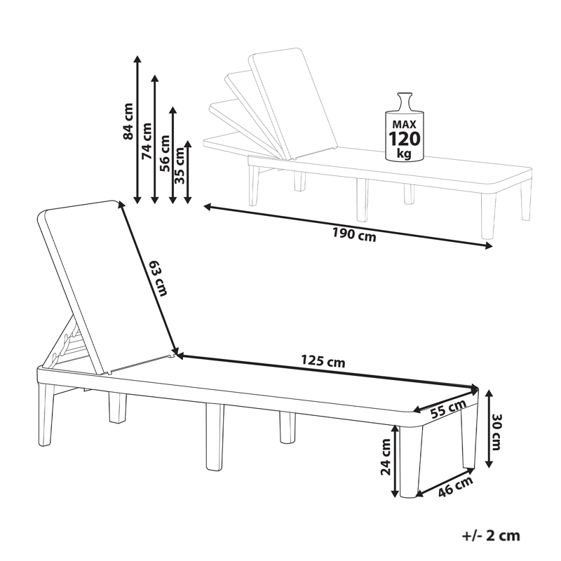 Solstol utomhus Ossimo - Grön - Utemöbler - Utestol & trädgårdsstol - Solstolar