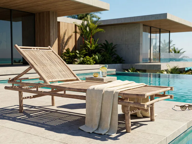 Solstol utomhus Sulmona Bambuträ - Brun - Utemöbler - Utestol & trädgårdsstol - Solsäng & Solvagnar