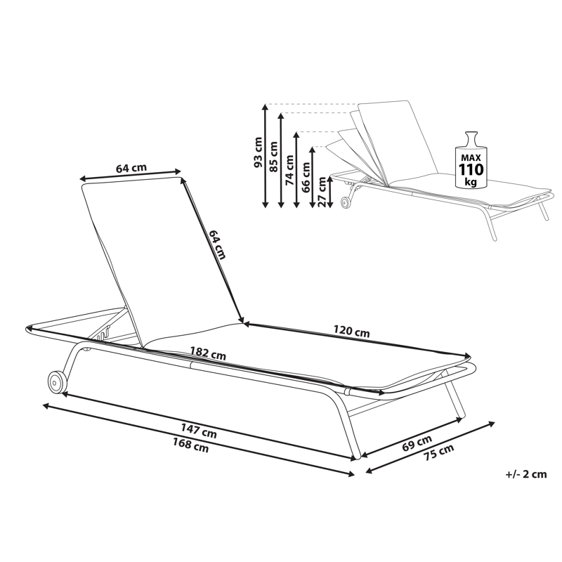 Solstol utomhus Volterra Stål - Grön/Grå - Utemöbler - Utestol & trädgårdsstol - Solsäng & Solvagnar