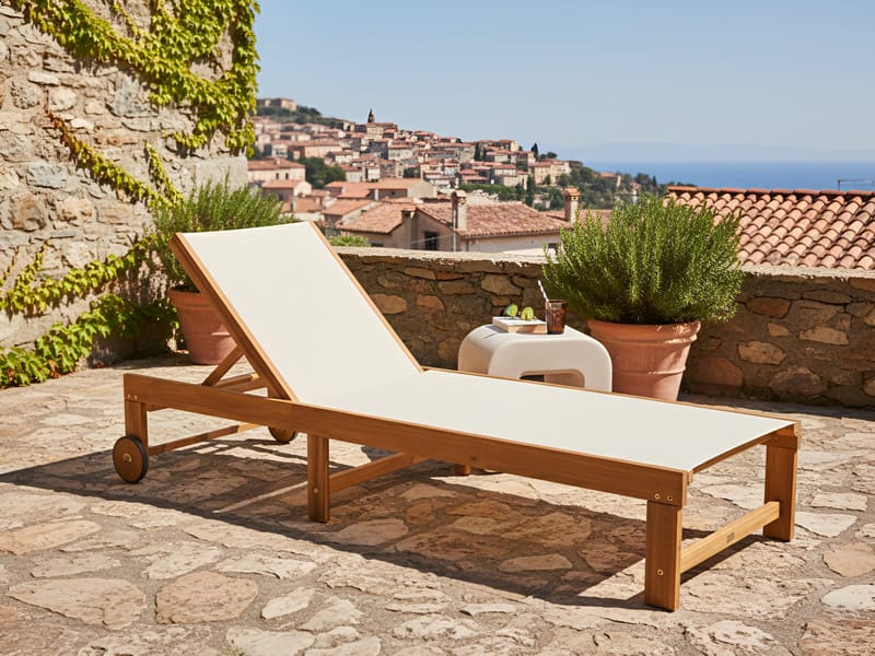 Solstol utomhus Pedesina Akaciaträ - Brun/Beige - Utemöbler - Utestol & trädgårdsstol - Solsäng & Solvagnar