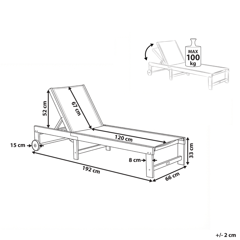 Solstol utomhus Pedesina Akaciaträ - Brun/Beige - Utemöbler - Utestol & trädgårdsstol - Solsäng & Solvagnar