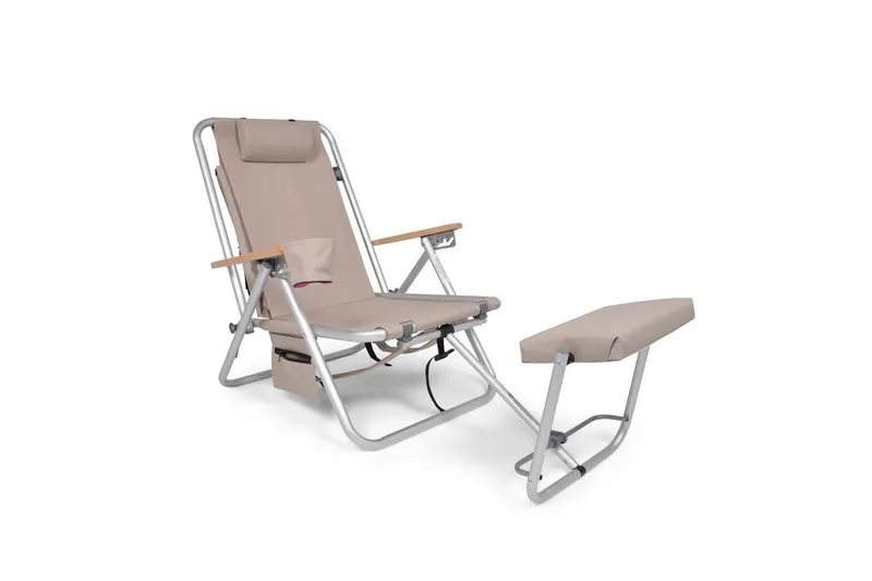 Brassestol & campingstol Fritab Friluftsstol Fritab ROXY med kylbag/mobilficka Beige - Utemöbler - Utestol & trädgårdsstol - Solstolar - Strandstol