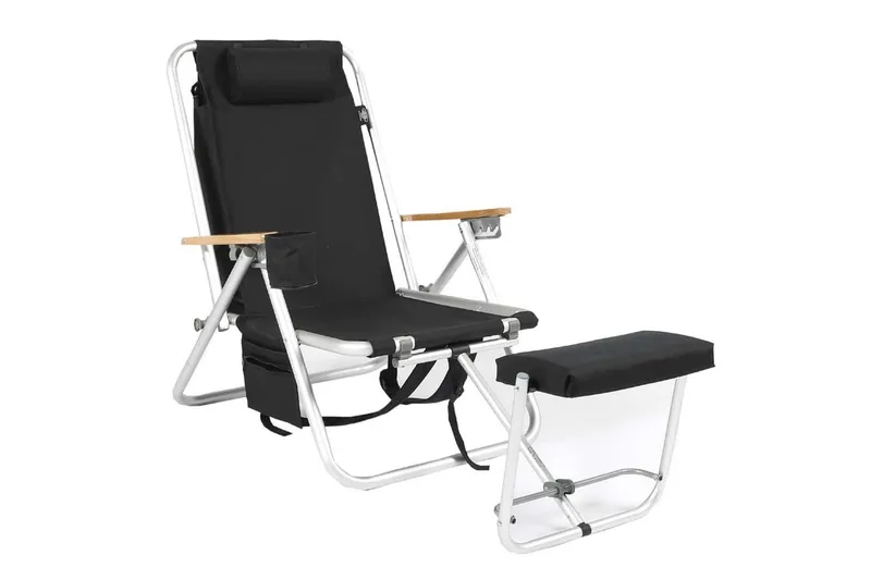 Brassestol & campingstol Fritab Friluftsstol Fritab ROXY med kylbag/mobilficka Svart - Utemöbler - Utestol & trädgårdsstol - Solstolar - Strandstol