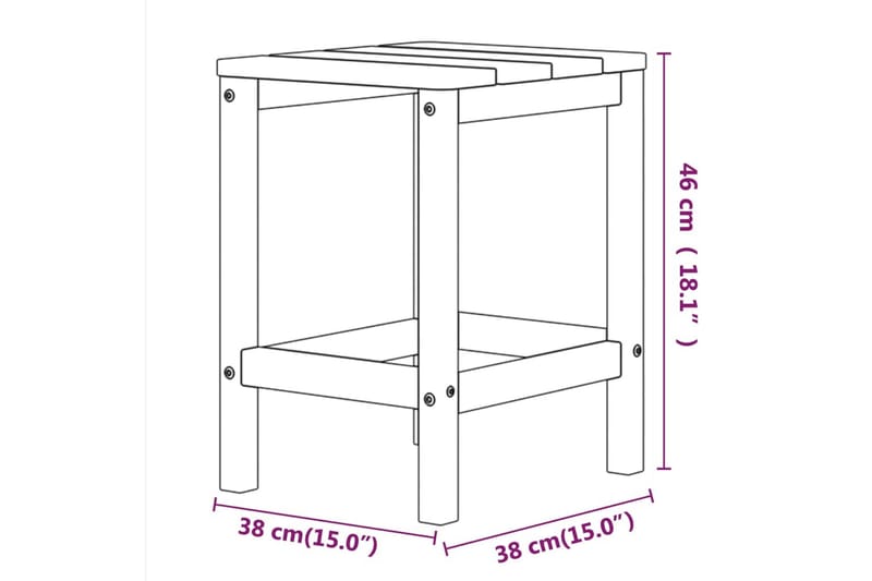 Adirondack bord vit 38x38x46 cm HDPE - Vit - Utemöbler - Utestol & trädgårdsstol - Solstolar - Däckstol