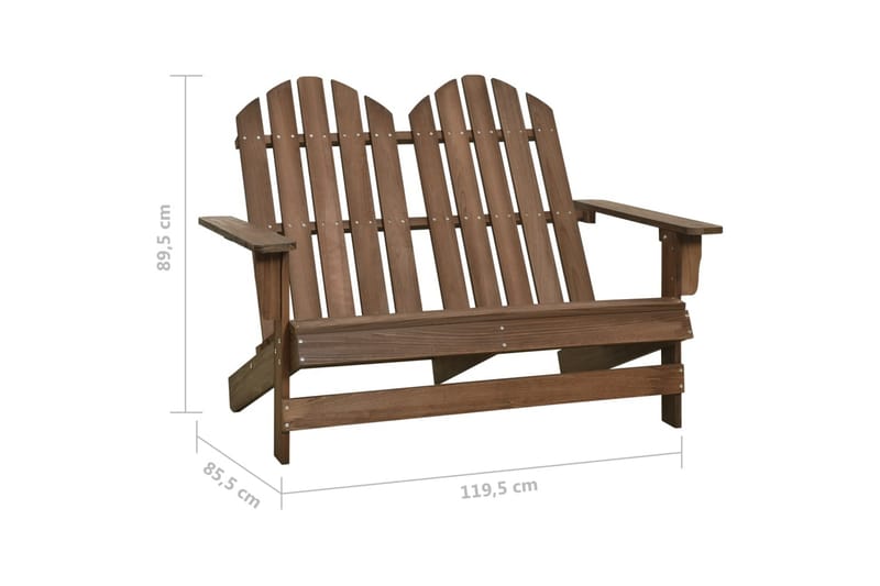 Adirondackstol 2-sits massivt granträ brun - Brun - Utemöbler - Utestol & trädgårdsstol - Solstolar - Däckstol