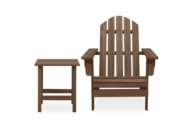 Adirondackstol med bord massivt granträ brun - Brun - Utemöbler - Utestol & trädgårdsstol - Solstolar - Däckstol