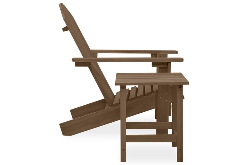 Adirondackstol med bord massivt granträ brun - Brun - Utemöbler - Utestol & trädgårdsstol - Solstolar - Däckstol