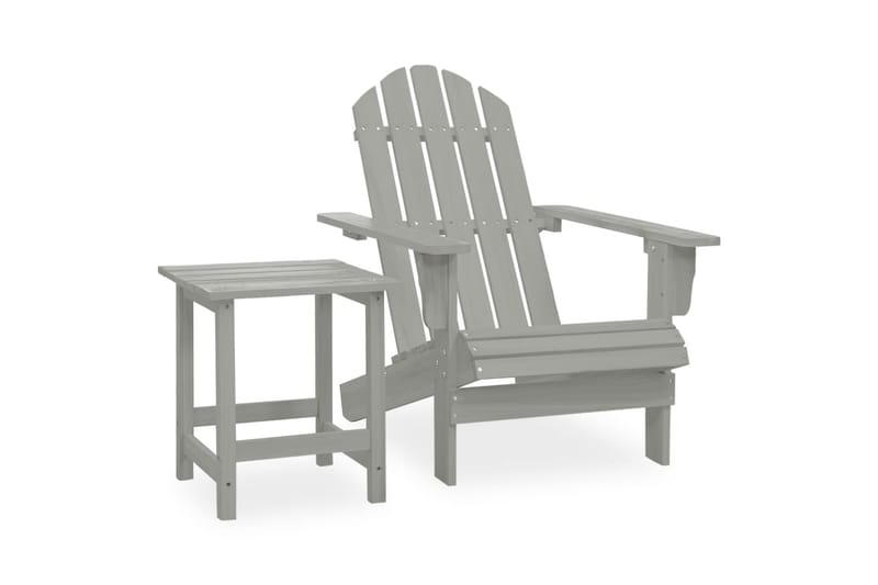 Adirondackstol med bord massivt granträ grå - Grå - Utemöbler - Utestol & trädgårdsstol - Solstolar - Däckstol
