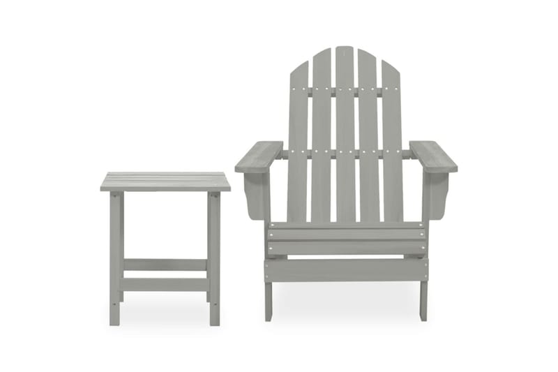 Adirondackstol med bord massivt granträ grå - Grå - Utemöbler - Utestol & trädgårdsstol - Solstolar - Däckstol