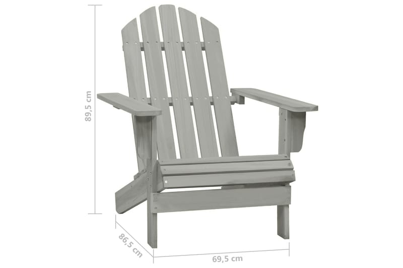 Adirondackstol med bord massivt granträ grå - Grå - Utemöbler - Utestol & trädgårdsstol - Solstolar - Däckstol