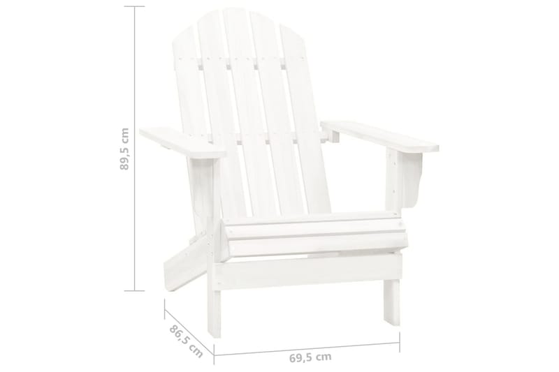 Adirondackstol med bord massivt granträ vit - Vit - Utemöbler - Utestol & trädgårdsstol - Solstolar - Däckstol