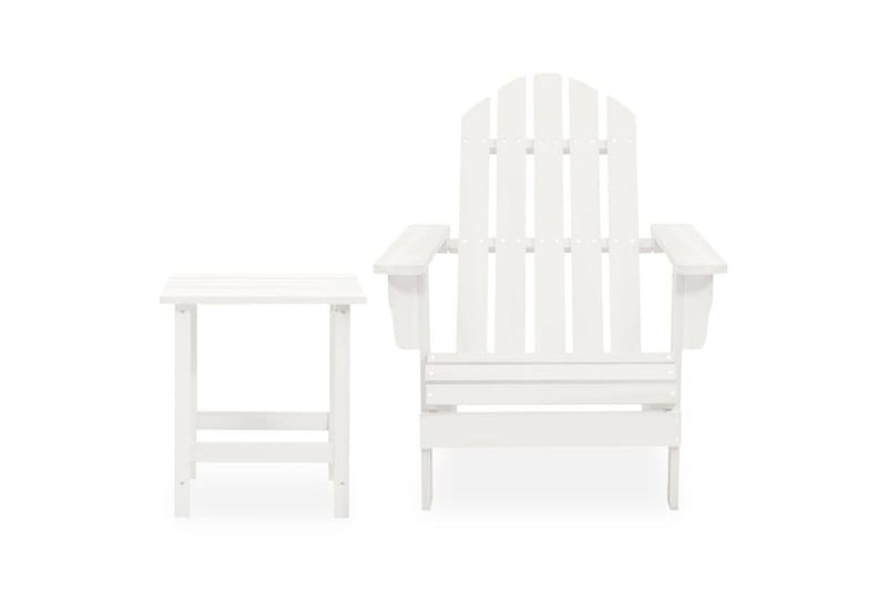 Adirondackstol med bord massivt granträ vit - Vit - Utemöbler - Utestol & trädgårdsstol - Solstolar - Däckstol
