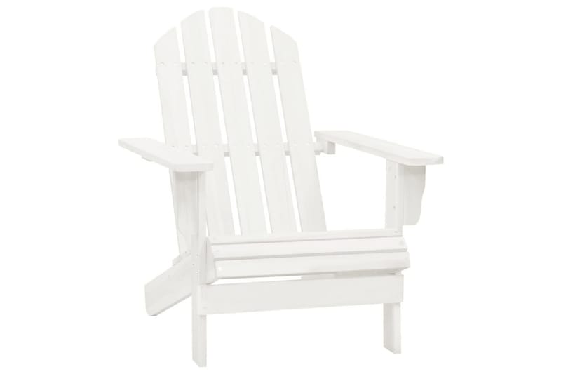 Adirondackstol med bord massivt granträ vit - Vit - Utemöbler - Utestol & trädgårdsstol - Solstolar - Däckstol