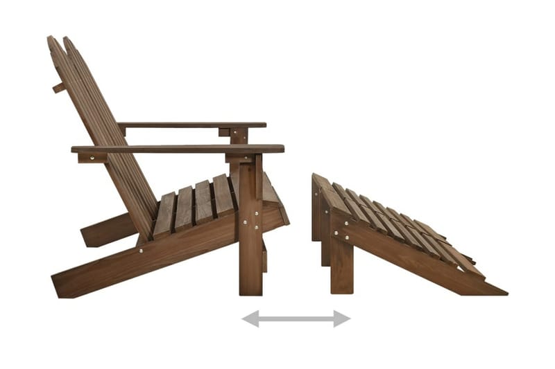 Adirondackstol med fotpall 2-sits brun granträ - Brun - Utemöbler - Utestol & trädgårdsstol - Solstolar - Däckstol