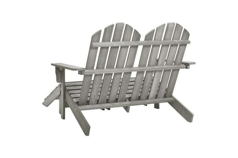 Adirondackstol med fotpall 2-sits grå granträ - Grå - Utemöbler - Utestol & trädgårdsstol - Solstolar - Däckstol