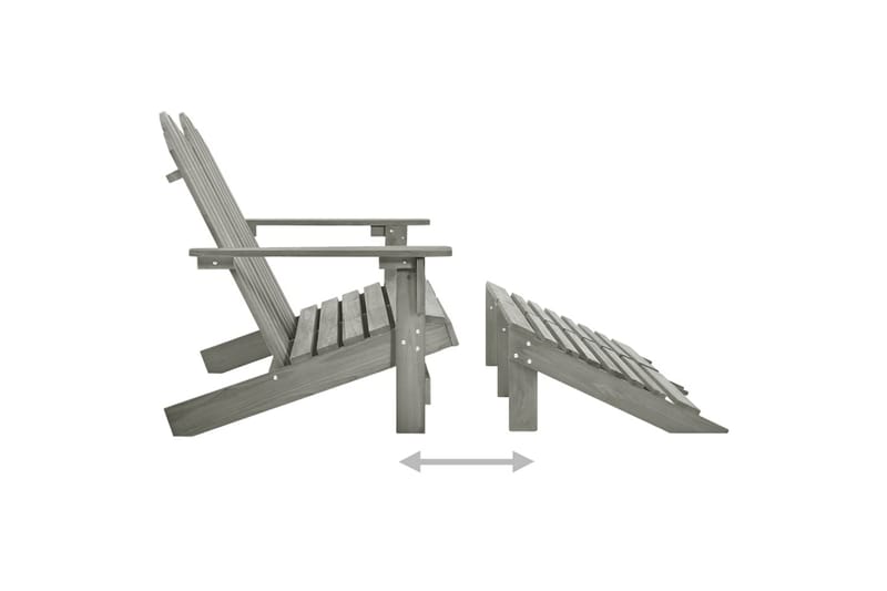 Adirondackstol med fotpall 2-sits grå granträ - Grå - Däckstol