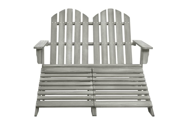 Adirondackstol med fotpall 2-sits grå granträ - Grå - Utemöbler - Utestol & trädgårdsstol - Solstolar - Däckstol