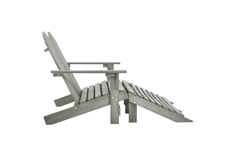 Adirondackstol med fotpall 2-sits grå granträ - Grå - Utemöbler - Utestol & trädgårdsstol - Solstolar - Däckstol