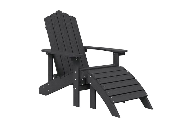 Adirondackstol med fotpall HDPE antracit - Antracit - Utemöbler - Utestol & trädgårdsstol - Solstolar - Däckstol