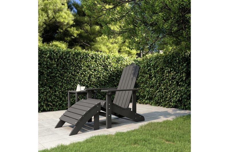 Adirondackstol med fotpall HDPE antracit - Antracit - Utemöbler - Utestol & trädgårdsstol - Solstolar - Däckstol