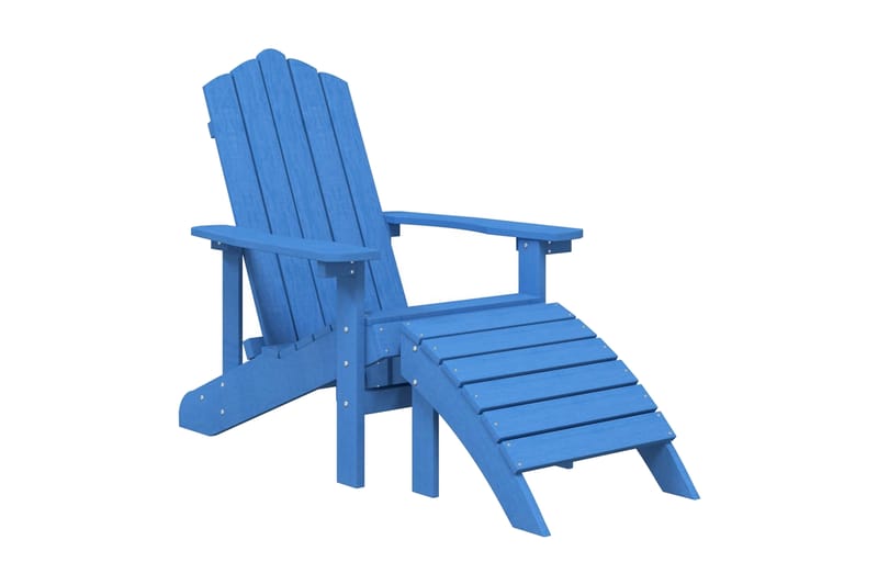 Adirondackstol med fotpall HDPE aquablå - Blå - Utemöbler - Utestol & trädgårdsstol - Solstolar - Däckstol