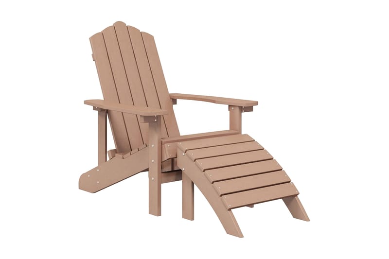 Adirondackstol med fotpall HDPE brun - Brun - Utemöbler - Utestol & trädgårdsstol - Solstolar - Däckstol
