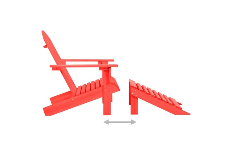 Adirondackstol med fotpall massivt granträ röd - Röd - Däckstol