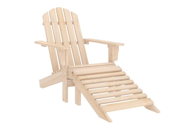 Adirondackstol med fotpall och bord massivt granträ - Beige - Utemöbler - Utestol & trädgårdsstol - Solstolar - Däckstol