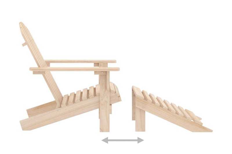 Adirondackstol med fotpall och bord massivt granträ - Beige - Utemöbler - Utestol & trädgårdsstol - Solstolar - Däckstol