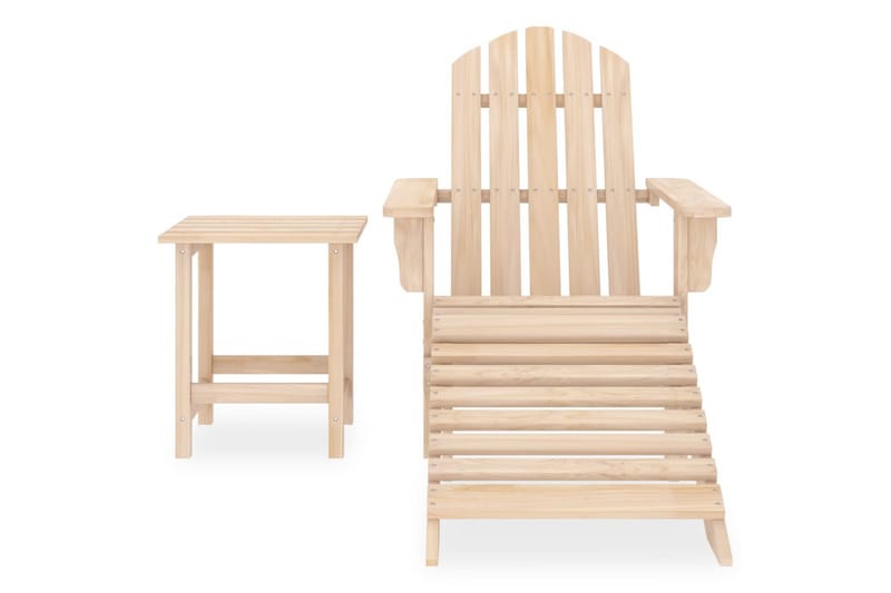 Adirondackstol med fotpall och bord massivt granträ - Beige - Utemöbler - Utestol & trädgårdsstol - Solstolar - Däckstol