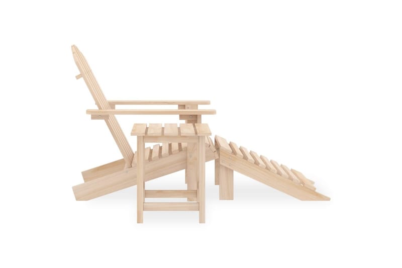 Adirondackstol med fotpall och bord massivt granträ - Beige - Utemöbler - Utestol & trädgårdsstol - Solstolar - Däckstol