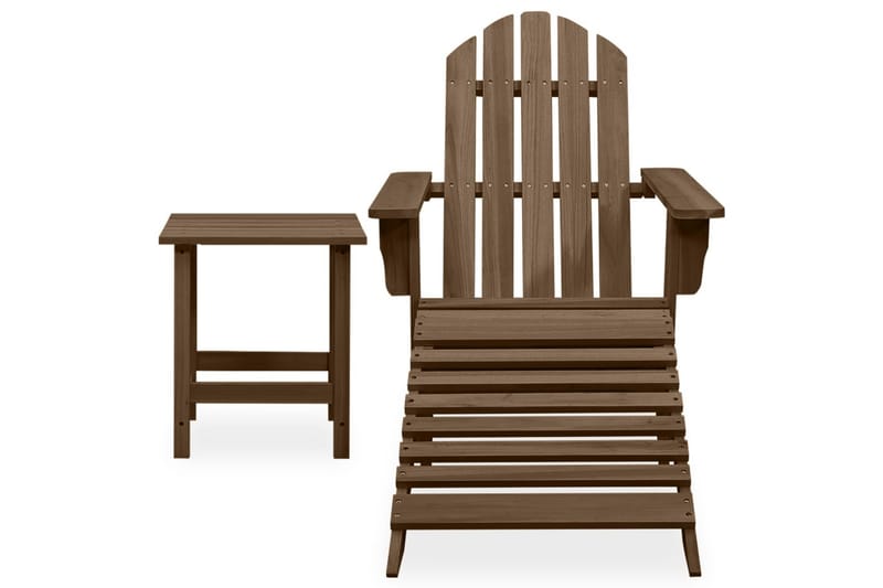 Adirondackstol med fotpall och bord massivt granträ brun - Brun - Utemöbler - Utestol & trädgårdsstol - Solstolar - Däckstol