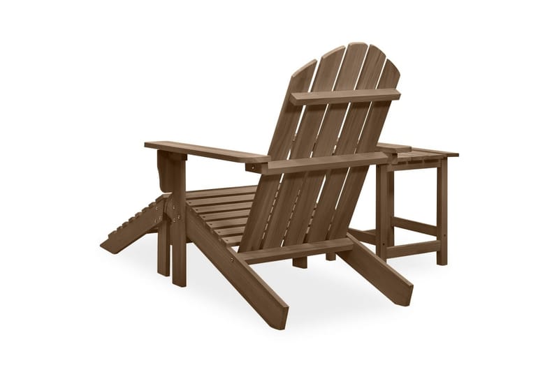 Adirondackstol med fotpall och bord massivt granträ brun - Brun - Utemöbler - Utestol & trädgårdsstol - Solstolar - Däckstol