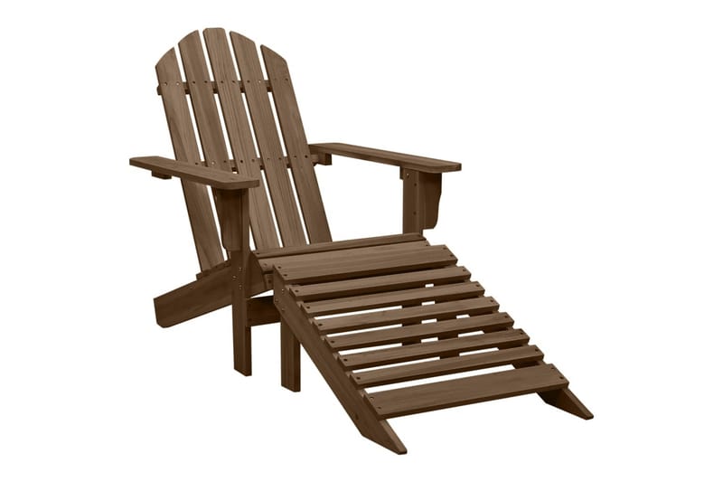 Adirondackstol med fotpall och bord massivt granträ brun - Brun - Utemöbler - Utestol & trädgårdsstol - Solstolar - Däckstol
