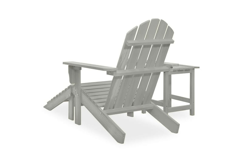 Adirondackstol med fotpall och bord massivt granträ - Grå - Utemöbler - Utestol & trädgårdsstol - Solstolar - Däckstol