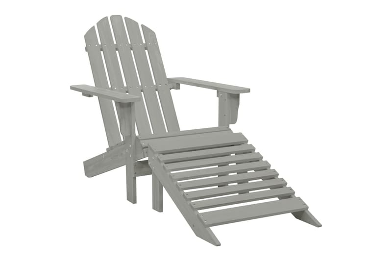 Adirondackstol med fotpall och bord massivt granträ - Grå - Utemöbler - Utestol & trädgårdsstol - Solstolar - Däckstol