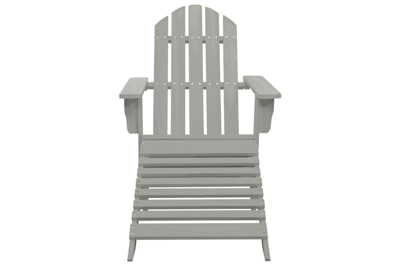 Adirondackstol med fotpall och bord massivt granträ - Grå - Utemöbler - Utestol & trädgårdsstol - Solstolar - Däckstol