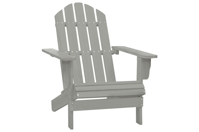 Adirondackstol med fotpall och bord massivt granträ - Grå - Utemöbler - Utestol & trädgårdsstol - Solstolar - Däckstol