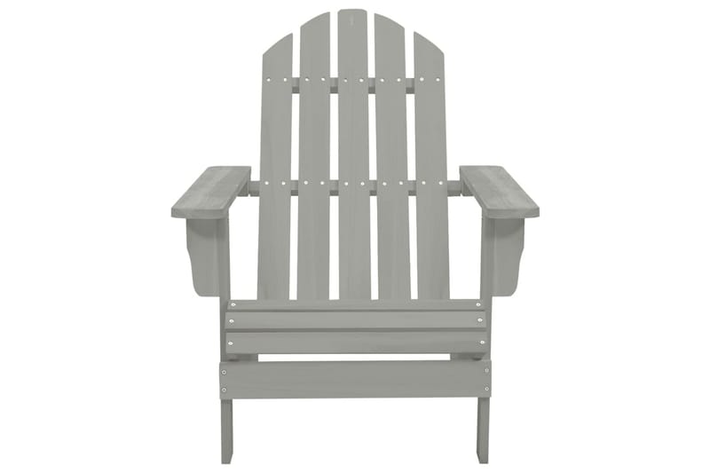 Adirondackstol med fotpall och bord massivt granträ - Grå - Utemöbler - Utestol & trädgårdsstol - Solstolar - Däckstol