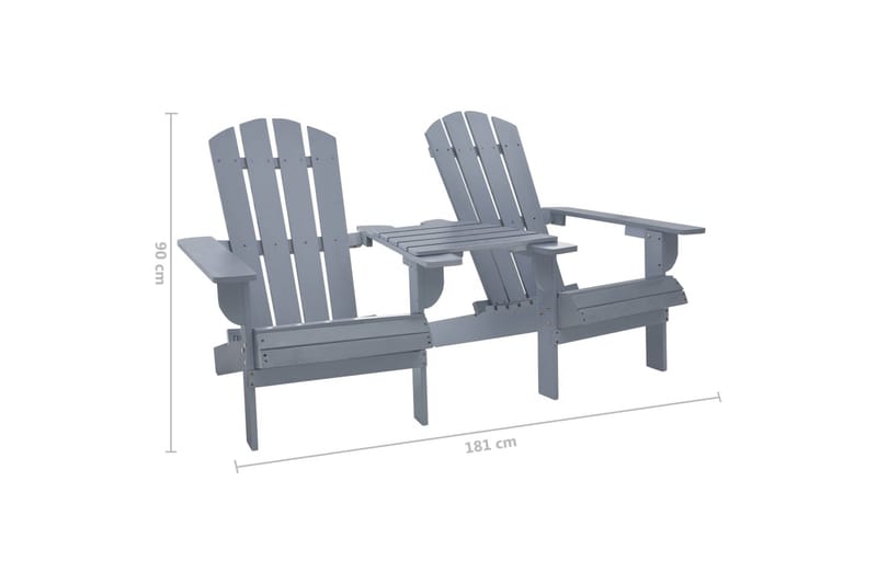 Adirondackstolar med bord massivt granträ grå - Grå - Utemöbler - Utestol & trädgårdsstol - Solstolar - Däckstol