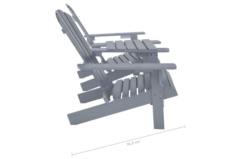 Adirondackstolar med bord massivt granträ grå - Grå - Utemöbler - Utestol & trädgårdsstol - Solstolar - Däckstol