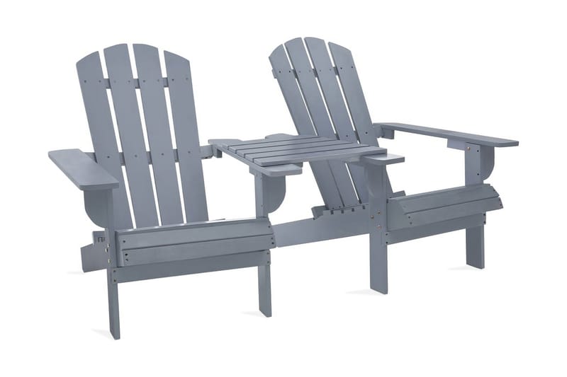 Adirondackstolar med bord massivt granträ grå - Grå - Utemöbler - Utestol & trädgårdsstol - Solstolar - Däckstol