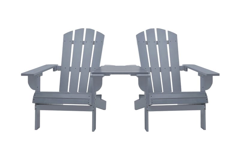 Adirondackstolar med bord massivt granträ grå - Grå - Utemöbler - Utestol & trädgårdsstol - Solstolar - Däckstol
