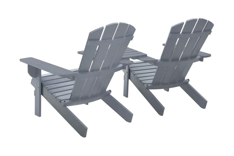 Adirondackstolar med bord massivt granträ grå - Grå - Utemöbler - Utestol & trädgårdsstol - Solstolar - Däckstol